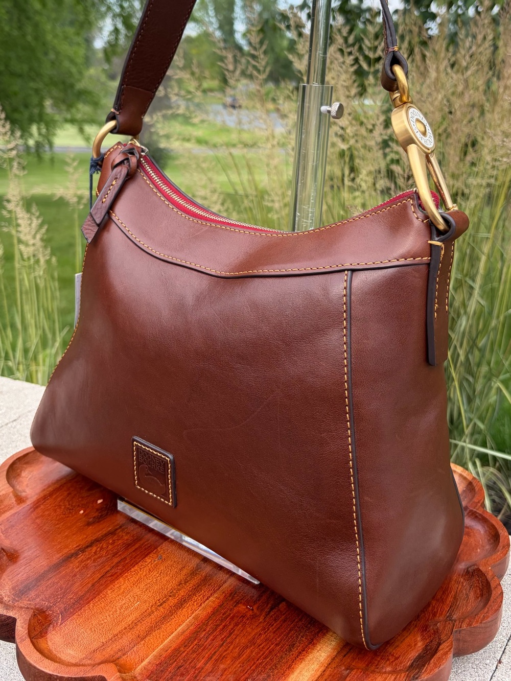 Dooney & Bourke Cassidy Hobo Large Chestnut Brown Florentine Leather NWT - Picture 4 of 17